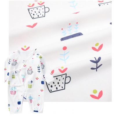 No Moq New Style Soft Hand Feeling High Quality 1 Yard Start Gots Organic 100% Cotton Printed Fabric For Baby Clothing